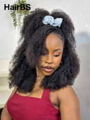 13x4 Lace Front Wig Natural Black Pre-styled Updo bob curly Wave With 300% Density 100% Human Hair