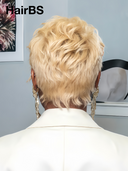 Glueless Wig blonde Machine Made Straight pixie cut 100% Human Hair